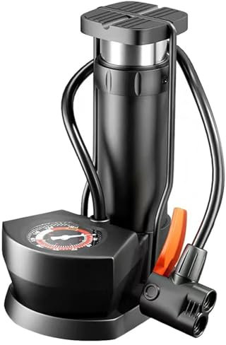 LXLAEOANG Fahrradpumpe Tragbare Fußpedalpumpe mit Manometer, Fahrradreifen-Luftpumpe, elektrische Hochdruck-Motorradpumpe for Fahrräder, aufblasbar(Single CylinderGauge)