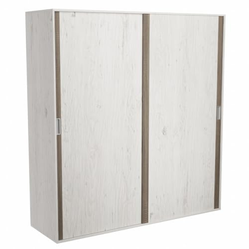 amuéblate online - Armario dos Puertas Correderas con Altillo Indiana para Dormitorios de Matrimonio o Individuales, Color Andersen Pino - Gris, Medidas: 180 cm (Ancho) x 208 cm (Alto) x 55 cm (Fondo)