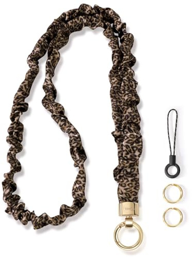 WEESMILE Stretchy Scrunchie Lanyard for ID Badges – Cute Neck Lanyard for Keys | Retractable Keychain Holder for Women (Print - Leopard)