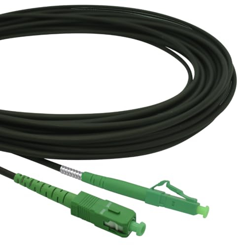 Conectra® - 3m Câble Fibre Optique Blindé | LC/APC - SC/APC | Noir | Pour l'intérieur et l'extérieur | Compatible avec Orange, SFR, Bouygues Telecom, Free | Câble de Rallonge (Longueur 3 Mètres)