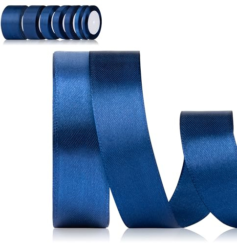 Foshird Satinband Blau 25mm x 22m Geschenkband Breit DunkelBlau Schleifenband Polyester Bänder zum Basteln Dekoband für Geschenkverpackung Geburtstag DIY -Marineblau