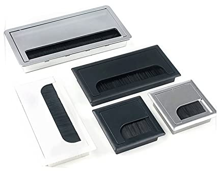 MRVAKDYDI Plástico Desk Cable Grommets, 2 Piezas ABS L 160 mm Mesa Escritorio Rectángulo Cable Pasacables Tapa Orificio Salida Puerto(100x200mm Silver)