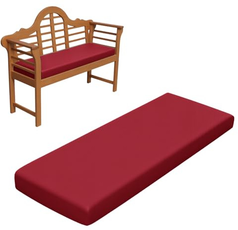 RZYW 5cm Dicke Wasserfest Sitzkissen Outdoor, Sitzauflage Sitzkissen Bank Auflage Ersatzpolster, rutschfeste Waschbare Bankauflage Bankkissen Sitzauflagen Gartenmöbel Bank Polster,Rot,105x30cm