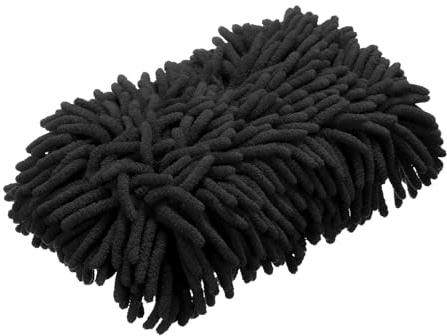 sourcing map Car Wash Sponge 9.1 x 4.7 Chenille Microfiber Mitt Scratch-Free Absorbent Scour Scrubber Cleaning Sponge for Washing Detailing on Cars, Trucks, SUV, Boats, RVs, Black