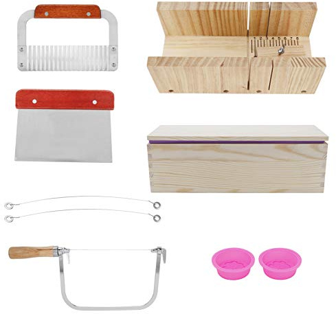 Bonbela 9st Tvålform - 1200 Ml Silikon Tvålformar Kit Träbrödskärare Diy Tvål Tillverkningsverktyg