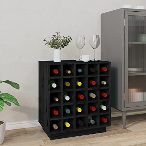Générique Armoire à vin Noir 55,5x34x61 cm Bois de pin Massif,Meubles,Armoires & Meubles de Rangement,Caves à vins & spiritueux,Noir,16.17 KG,821531