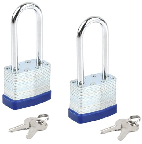 DODUOS 2 Pack Heavy Duty Padlock Keyed Alike,Long Shackle Padlock Outdoor,Padlocks with Keys Outdoor Weatherproof Locker Padlocks,Pad Lock with Key for Gym Locker School Garage Fence Shed(4 Same Keys)