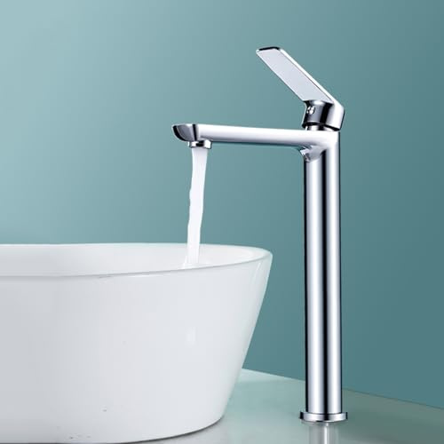 Robinet Haut Lavabo Salle de Bain avec Sortie D'eau Étendue Mitigeur Eau Froide Lave Main Monocommande,Chromé