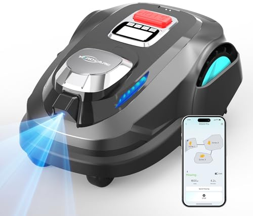 YARDCARE N1600PRO – Robot Tondeuse sans Fil périphérique avec Navigation RTK & Vision IA, pour Jardins Jusqu’à 1600 m² (Tonte systématique en U, Gestion Multi-Zones, réglage de la Hauteur Via app)