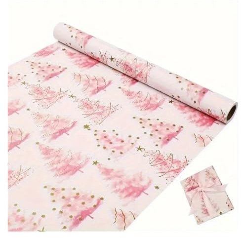 Geschenkpapier Rolle Rosa-goldenes Glitzer-Weihnachtsbaum-Geschenkpapier mit Marmorstruktur – DIY-Bastelideen & Geschenkverpackungen, Weihnachtspapier