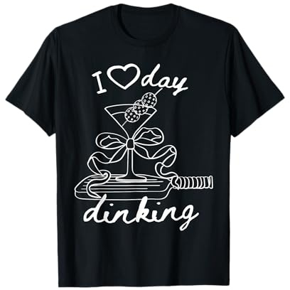 Pickleball Doodles in White I Love Day Dinking Martini Glass T-Shirt