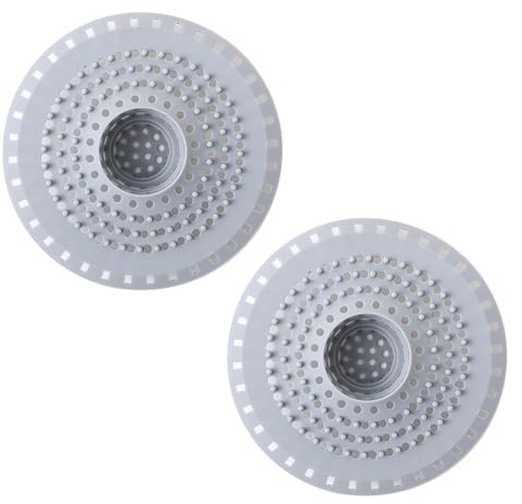 2 Pack Silicone Shower Drain Hair Catcher, Silicone Sink Strainer Protector & Shower Drain Cover, Hair Stopper Trap Sink Filter for Bathroom Bathtub Kitchen (Gray)
