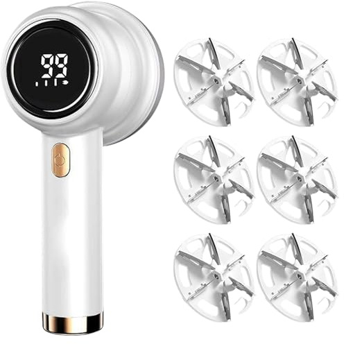Electric Fabric Shaver with Digital Display, 6-Blade Lint Remover Machine, 3-Speed USB Rechargeable Fuzz Remover for Clothes and Home Textiles
