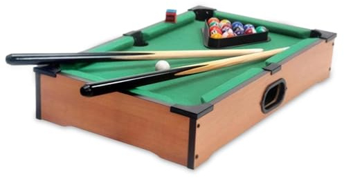Mini-Billardtisch, Kleiner Tisch-Billardtisch mit Billardkugeln, 10, 2 x 13, 8 x 2, 8 Zoll großen Queues und dreieckigem Gestell, tragbar für Spielzeugspiele für Kinder und Erwachsene.