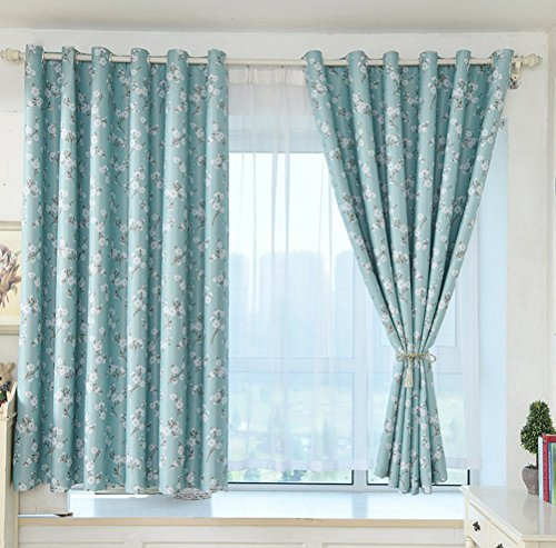 Yiyida 2er Set Thermovorhang Amelie 200x200 cm Schlaufen-Schal Vorhang blickdicht Verdunkelung Kapok Druck