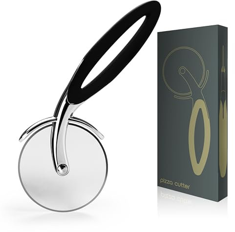 Blumtal Pizzaschneider - Edelstahl Pizzaroller + Fingerschutz - Spülmaschinengeeigneter Pizza Schneider - Pizzamesser - Pizza Cutter - Pizza Messer - Pizza Roller - Pizzarad - rostfreies Rollmesser