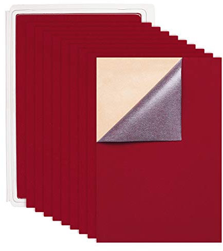 BENECREAT 20 STÜCKE Selbstklebendes Samtgewebe A4 Blatt Klebrige Rückseite Kleber Filz Ideal für Kunst und Handwerk (21 cm x 30 cm, Dunkelrot)