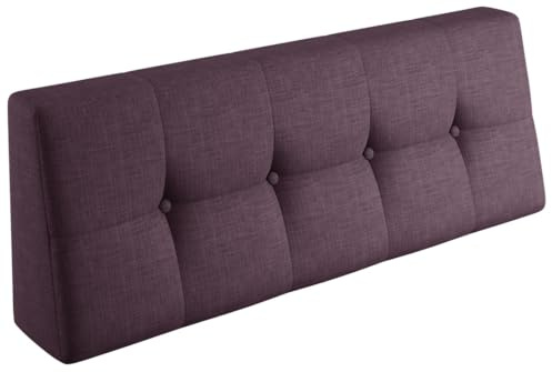 sunnypillow Palettenkissen für Gartenmöbel - Rückenkissen 120x40x20/10cm - Rückenpolster für Bett und Sofa - Palettenpolster für Palettenmöbel - Gesteppte Kissen mit Knöpfen - Rückenlehne Violett