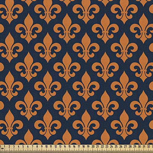ABAKUHAUS Fleur De Lis Stoff als Meterware, Orange heraldische, Qualitäts Stoff Polster für Wohnaccessoires, 10M (148x1000cm), Orange Indigo