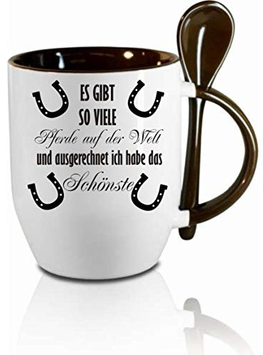 Tasse m. Löffel Es gibt so viele Pferde auf der Welt und ausgerechnet Löffeltasse, Kaffeetasse m. Motiv,Bürotasse, bedruckte Tasse mit Sprüchen oder Bildern -