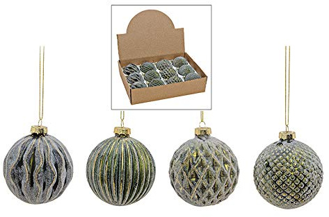 MC-Trend 12 edle Weihnachtskugeln im Set aus Glas (Ø 8 cm) – einzigartige Christbaumkugeln für Festliche Eleganz. Glanz und Stil für Ihren Weihnachtsbaum (Gruen Gold)