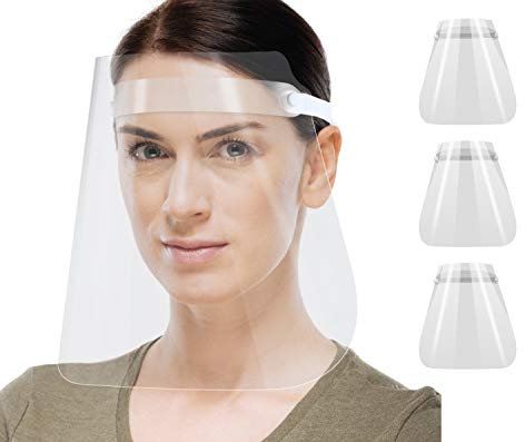 3 Stück XL Gesichtsschutz Gesichtsvisier Schutzschild Face Shield Visier Augenschutz Schutzvisier Anti-Beschlag Klar