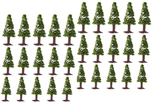 Garneck 30pcs Pine Tree Model for Architectural Scenery Sand Table Landscape Mixed for Train Models and School Projects