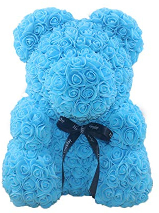 Meyang Bär in Rosa, künstlicher rosa Teddybär, Dekoration in Form eines Bär aus künstlichen Blumen, handgefert , romantisches Geschenk für Hochzeit, Geburtstag, Valentinstag, Jahrestag