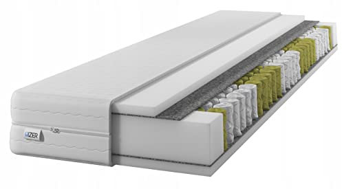 IZER Matratze Gold 100x200 cm / 7-Zonen/Taschenfederkern/Versteppter Bezug / H3 / Zweiseitig Federkern