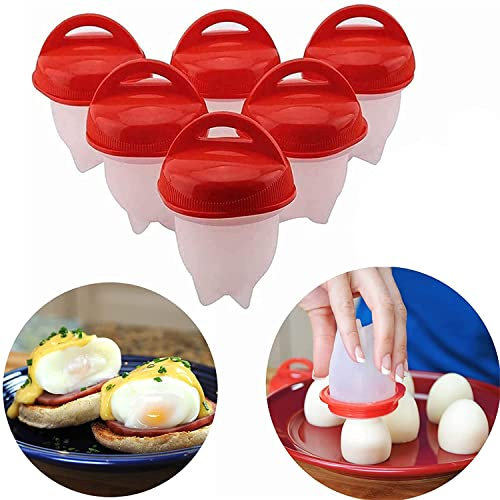 Fmlkic cuociuova in silicone,6 PCS Cuoci Uova Sode Senza Guscio, Silicone Cuociuova Bolli Uovo Fornello in Camicia Antiaderente Casa e Cucina Accessori per Uova Sode Egg Cooker BPA Free