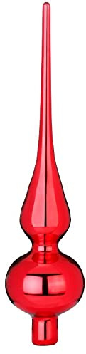 Inge Glas Christbaumspitze 26cm | Weihnachtsbaumspitze aus Glas | Hochwertige Spitze für den Weihnachtsbaum Weihnachten (Rot Glanz | Merry Red)