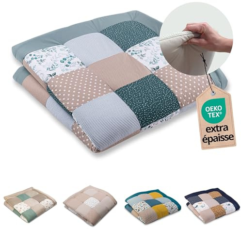 ULLENBOOM Krabbeldecke für Baby 140x140 cm - Dick und weich gepolstert | Außenmaterial: 100% Baumwolle, Alle Materialien OEKO-TEX zertifiziert, Made in EU, Schadstoffgeprüft und waschbar