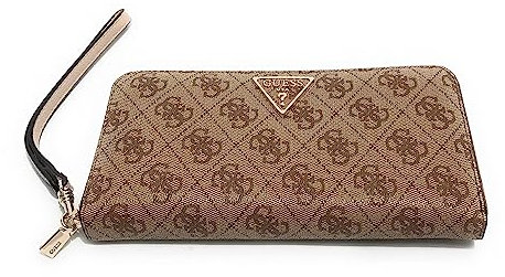 GUESS Women Laurel Geldbörse mit Umlaufendem Reißverschluss, Groß Bag, Latte Logo