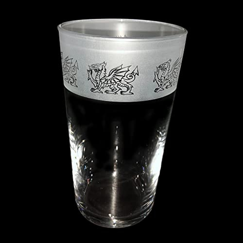 Milford Collection Animo Glass Pint Beer Glass - Welsh Dragon