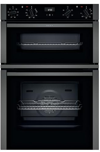 NEFF N50 U1ACE2HG0B Double Oven with CircoTherm, EasyClean interior, Cliprails and LCD Display, Graphite, Integrated, 88.8 x 59.4 x 55cm (H x W x D)
