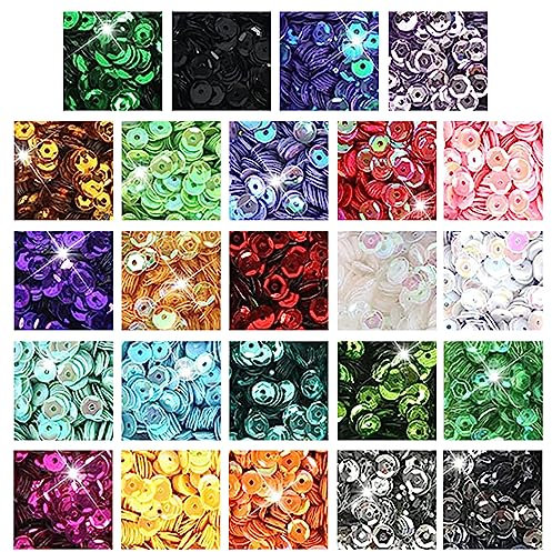 24 Farben Farben Pailletten Set Ungefähr 21600 Pailletten Pailletten Basteln Pailetten zum Basteln Glitzer Lose Pailletten für Diy-Kunst Nähen Schmuckherstellung Stickerei Dekoration
