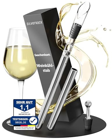 SilverRack Bacchetta refrigerante per vino con beccuccio [incl. 2 diverse lunghezze] – Bacchetta refrigerante per bottiglie di vino in acciaio inox – Wine Chiller Stick – Set da regalo – Bacchetta da