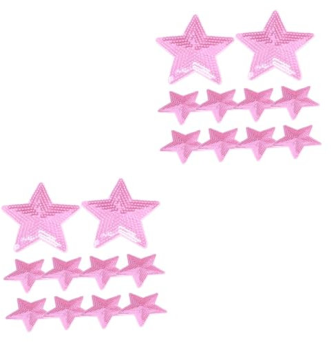 STOBOK 20 Stück Aufnäher Coole Aufnäher Blaue Heimdekoration Goldene Eisen-Glitzer-Aufkleber Jacken-Diy-Aufnäher Bestickte Aufnäher Sterne Kleidung Kunststoff-Accessoires Rosa