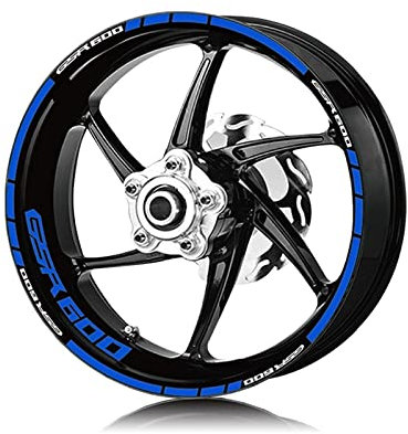 YESKIT Modifizierte dekorative Aufkleber wasserdichte Rad-Logo-Aufkleber Für Motorradreifen, Reflektierende Streifen, Moto-Aufkleber Für Suzuki GSR600 GSR 600 (Color : Blu)