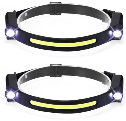 Miawtro 2 Stück Stirnlampe LED Wiederaufladbar, Superheller Kopflampe mit Bewegungsmelder, 5 Lichtmodi Leichte IPX4 Wasserdichte Headlight Für Outdoor Laufen Radfahren Camping Wandern Angeln