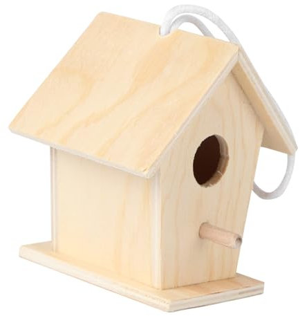 POPETPOP Papageienhaus Holz Bausatz Zum Aufhängen Spielzeug Vogelhaus Bastelset Mit Sitzstange Natürliche Dekoration Für Kleine Vögel Innen Und Außenbereich