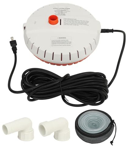 XTevu Automatic Swimming Pool Cover Pumps with Adapter Yachet Submersible Pump Multifunction Water Level Sensing Horizontal Pool Cover Pump for Boat