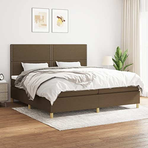 CKioict Palettenbett Modernes Bettgestell Jugendbett Boxspringbett mit Matratze Dunkelbraun 200x200 cm StoffGeeignet für Arbeitszimmer, Wohnzimmer, Hotel