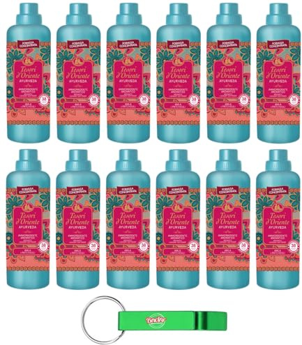 12er-Pack Tesori d’Oriente AMMORBIDENTE AYURVEDA Olio di Amla e Patchouli,Konzentrierter Weichspüler Amlaöl und Patchouli,38 Wäschen,760ml + Beni Culinari Kostenloser Schlüsselanhänger