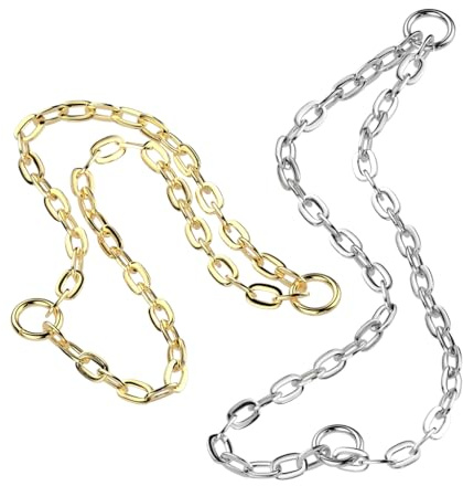 DIY Connecteur pour Piercing en Titane - Double Chaine pour relier 2 Piercings entre eux - Nez ou Oreille, Argenté ou Doré (Argenté, 30)