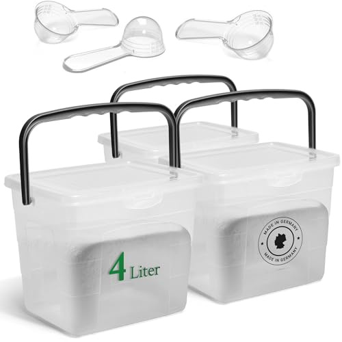 Novaliv 3x Waschmittelbox mit Deckel 4 Liter Transparent und Dosierlöffel 23,5 x 18 x 18,5 cm Waschpulver Aufbewahrungsbox mit Henkel Waschmittel Aufbewahrung Waschmittelbehälter Waschpulverbehälter