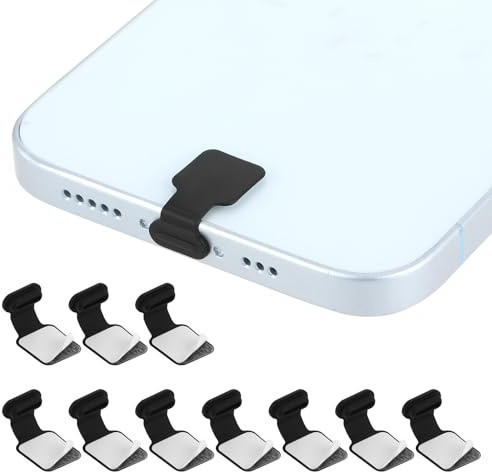 Type C Dust Plug, 10 Pieces Silicone USB-C Ports Cover Anti Dust Charging Port Cover Anti-Lost USBC Cap Charge Port Plugs Covers Adhesive Cell Phone Cleaning Plug Kit for Smartphones Laptop