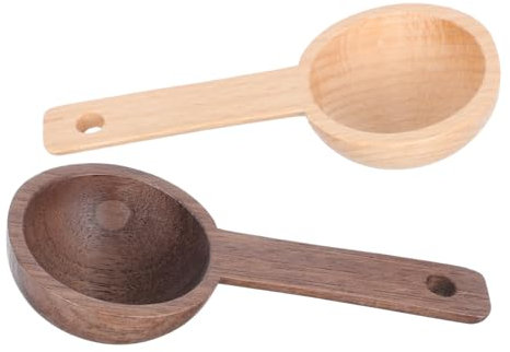 Garneck Holzlöffel Kaffeemesslöffel Aus Buchen Und Walnussholz Tragbarer Pulver Messlöffel Für Kaffee Gewürze Zucker Salz Ergonomisch Langlebig