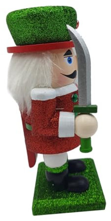 Amosfun Wooden Nutcracker Christmas Decor Ornament Traditional Nutcracker Soldier for Desktop Display Xmas Tree Ornaments Festive Holiday Home Decor