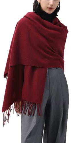 Jnidesier Pashmina-Schals und Umhänge, Kaschmir-Feel-Schaldecke, extra große übergroße Schals, Weinrot, 20 Zoll